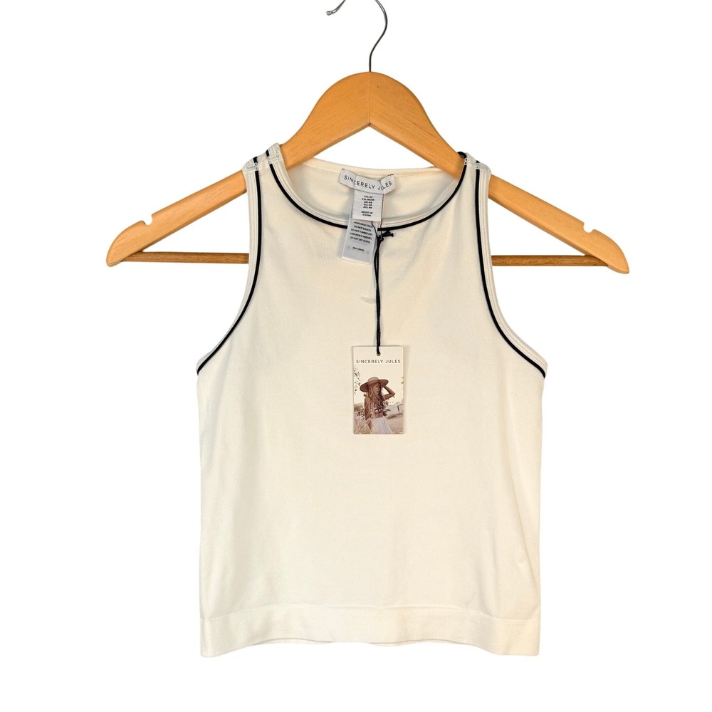 Ribbed Racerback Tank Top Contrast Trim Size M NEW | Sincerely Jules